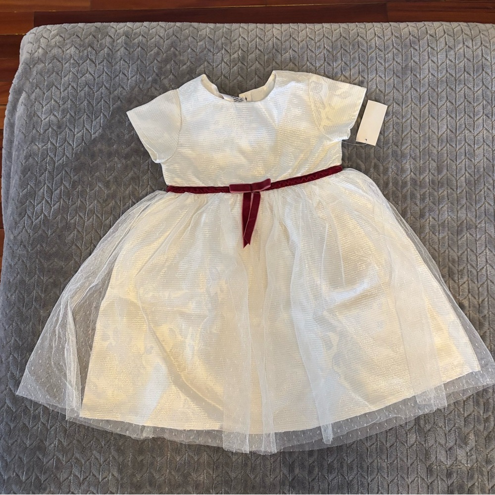 Toughskins white toddler dress with tulle overlay